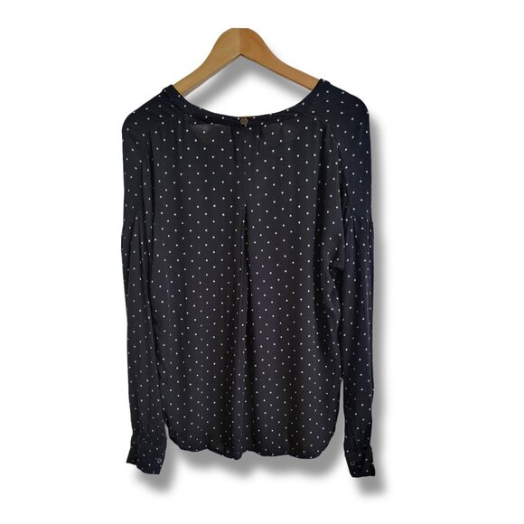 🌿Billabong Forget Me Knot Shirt Womens Medium Black White Polka Lace-Up V-Neck - Picture 5 of 11